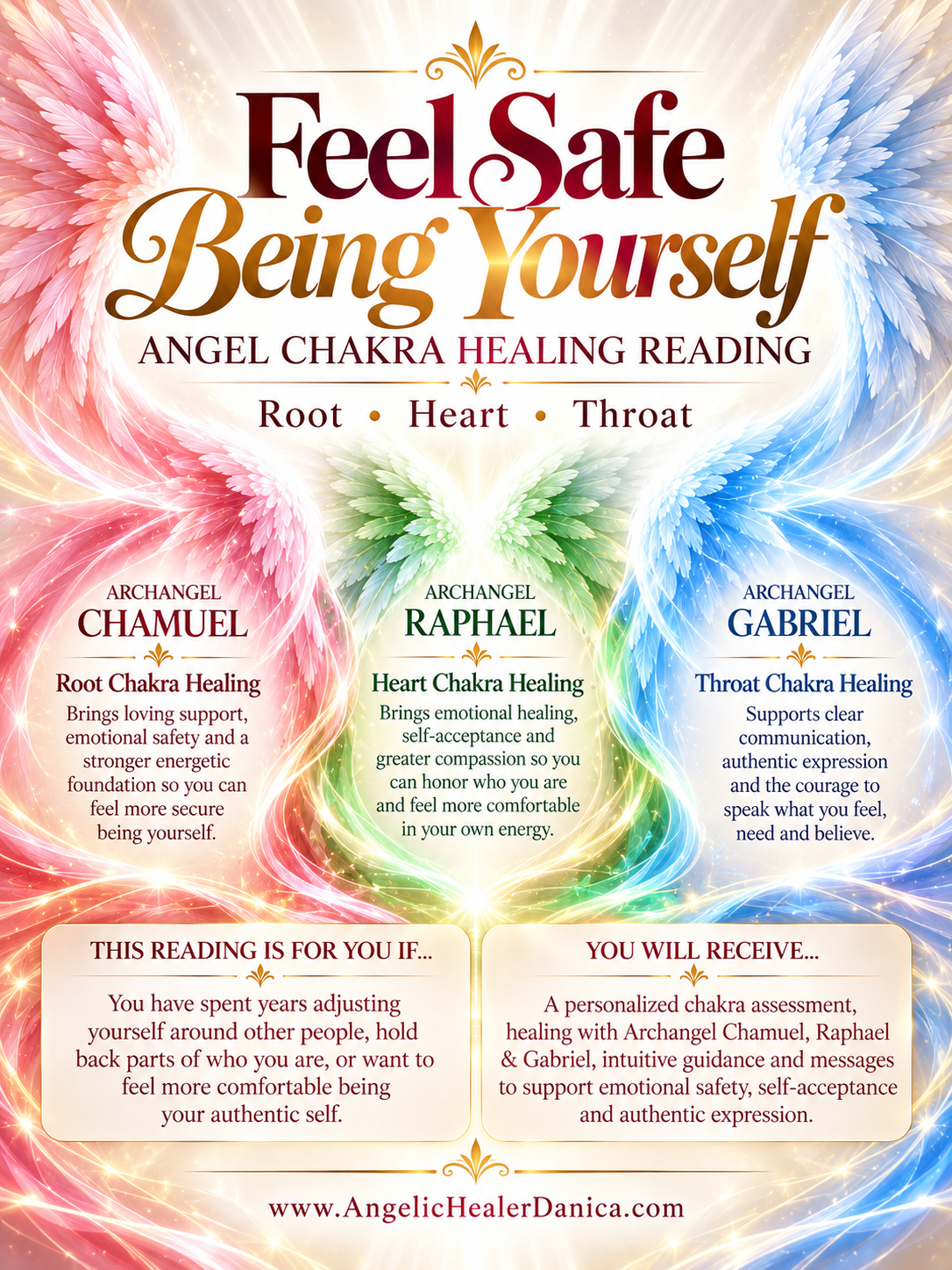 Feel Safe Being Yourself. Angel Chakra Healing Reading. Root • Heart • Throat