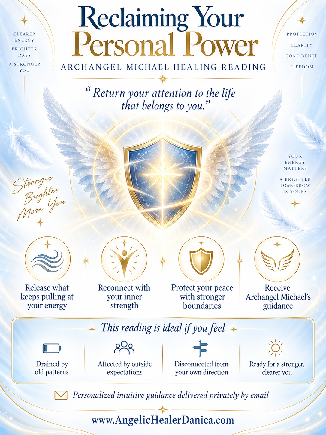 Reclaiming Your Personal Power. Archangel Michael Healing Reading. Personal Strength • Energetic Boundaries • Confidence • Direction • Emotional Release • Archangel Michael Guidance