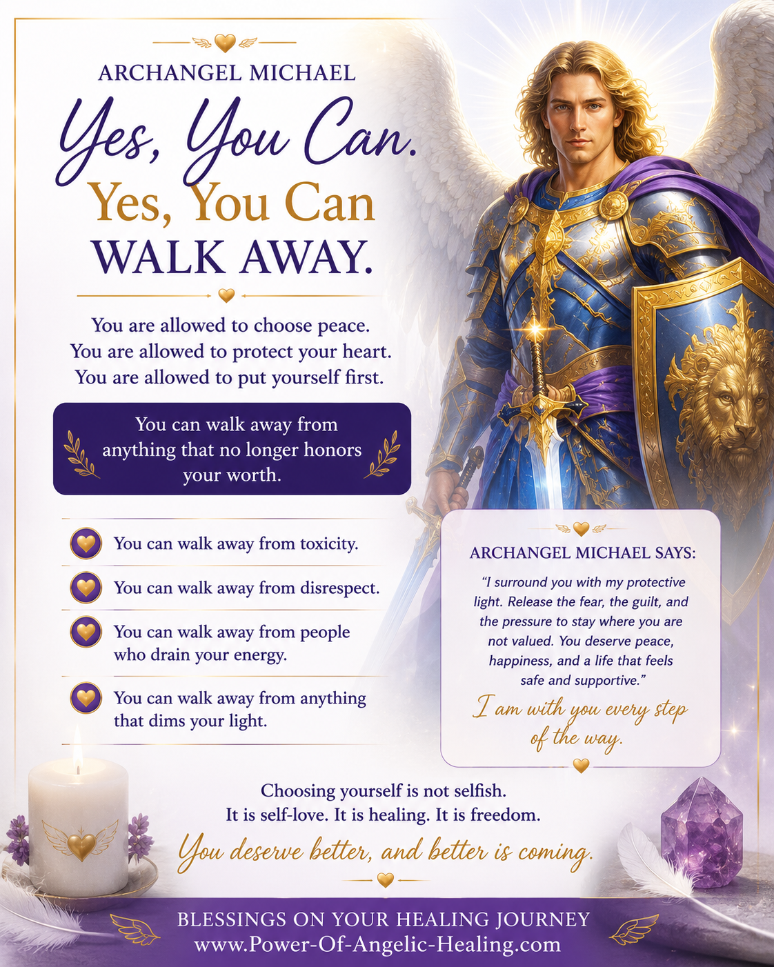 Yes, You Can Walk Away. A Message from Archangel Michael About Choosing Peace Over Pain.
