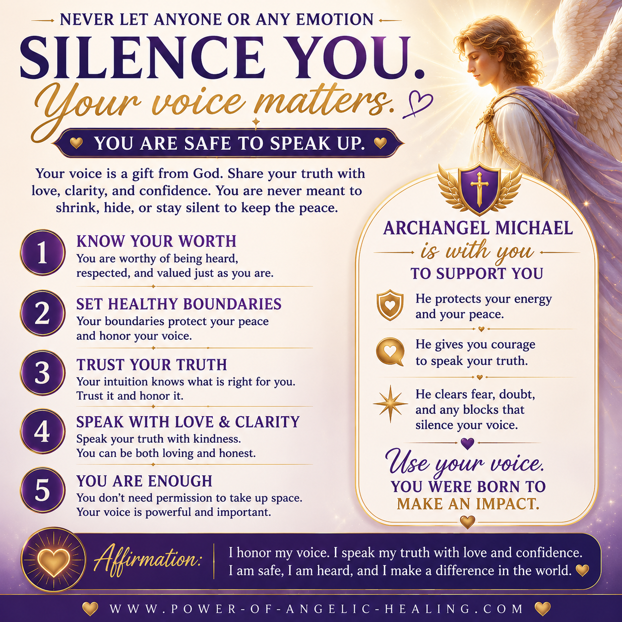 Never Let Anyone Silence Your Voice. You Are Safe to Speak Up with Archangel Michael