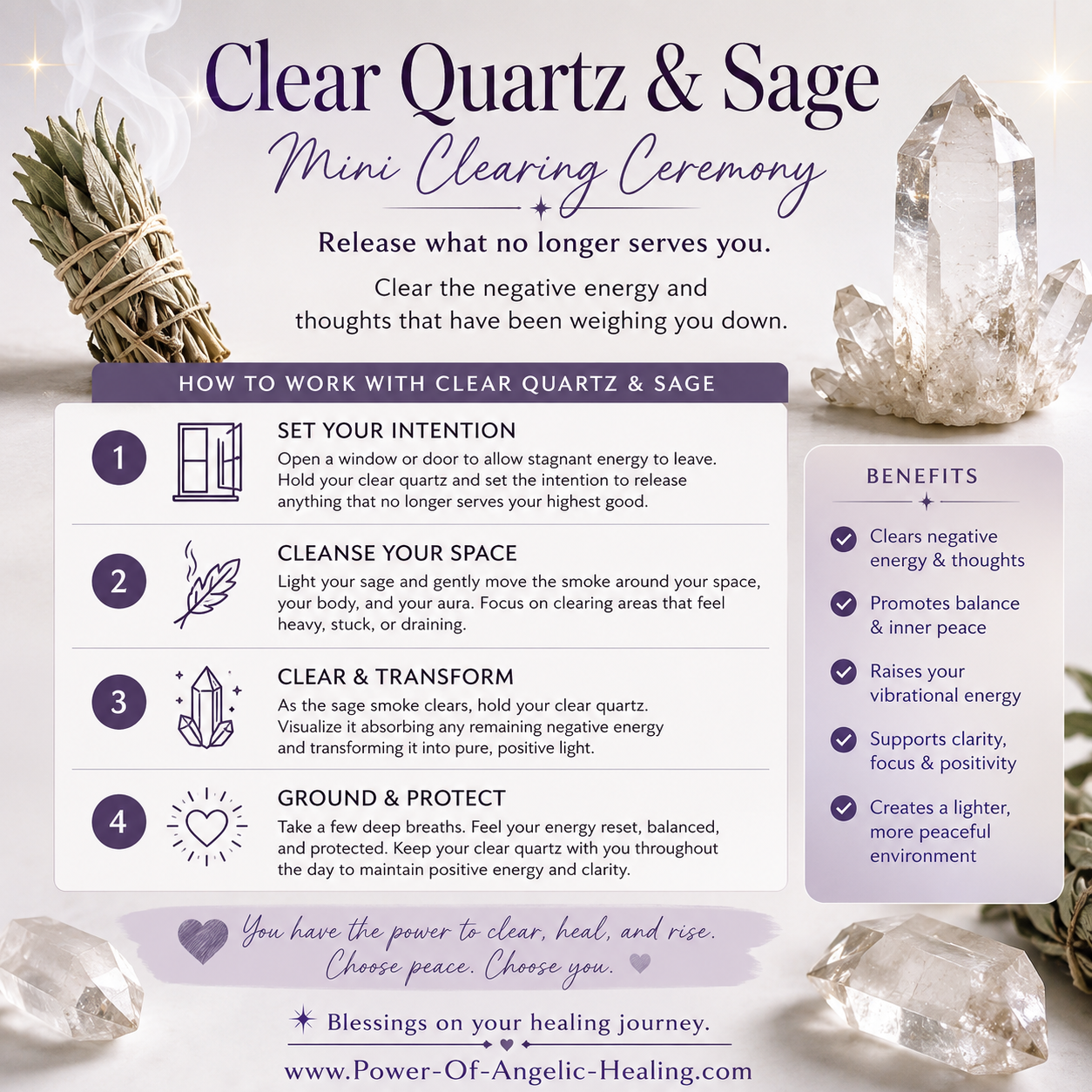 ✨ Clear Quartz & Sage Mini Clearing Ceremony
