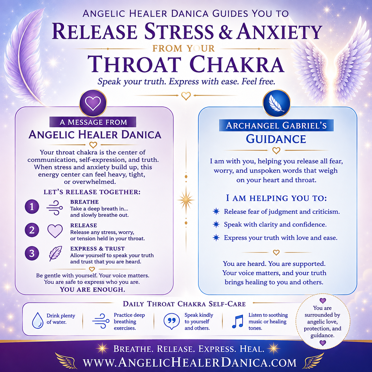Releasing Stress & Anxiety From Your Throat Chakra. Gentle Angelic Guidance With Archangel Gabriel & Angelic Healer Danica