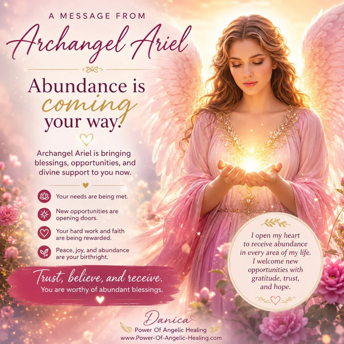 ✨ A Message From Archangel Ariel. Welcoming the Abundance That Is Finding Its Way to You.