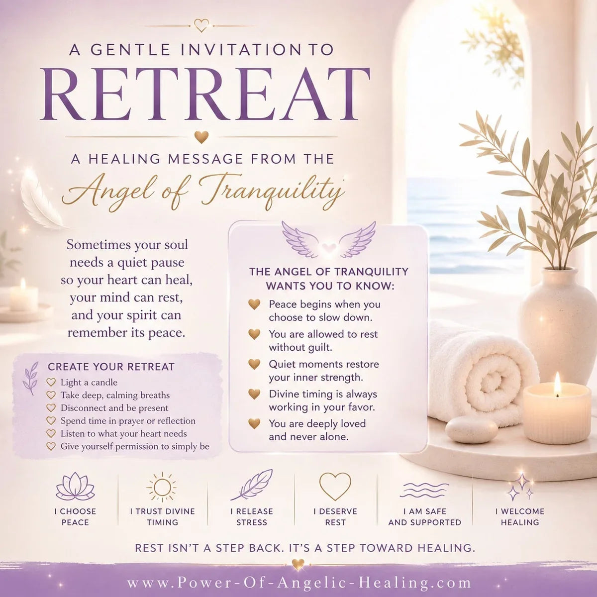 A Gentle Invitation to Retreat. A Healing Message From the Angel of Tranquility
