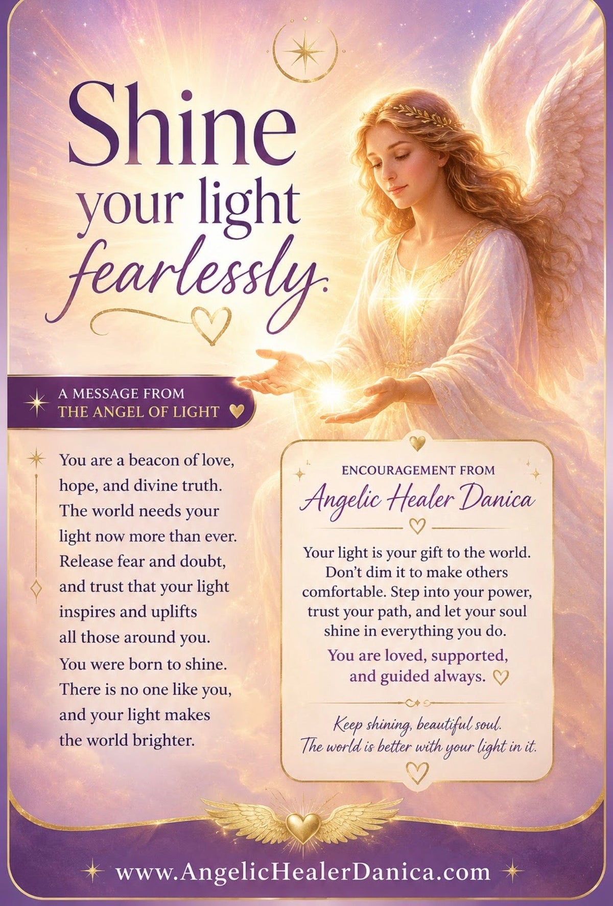 Shine Your Light Fearlessly. A Message From the Angel of Light