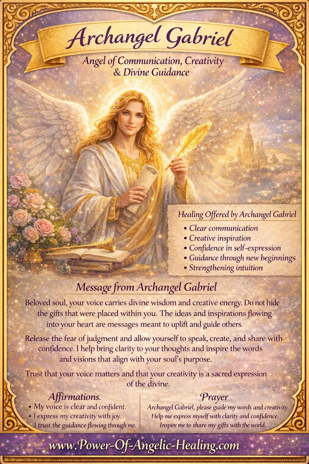 Archangel Gabriel Angel of Communication, Creativity & Divine Guidance.