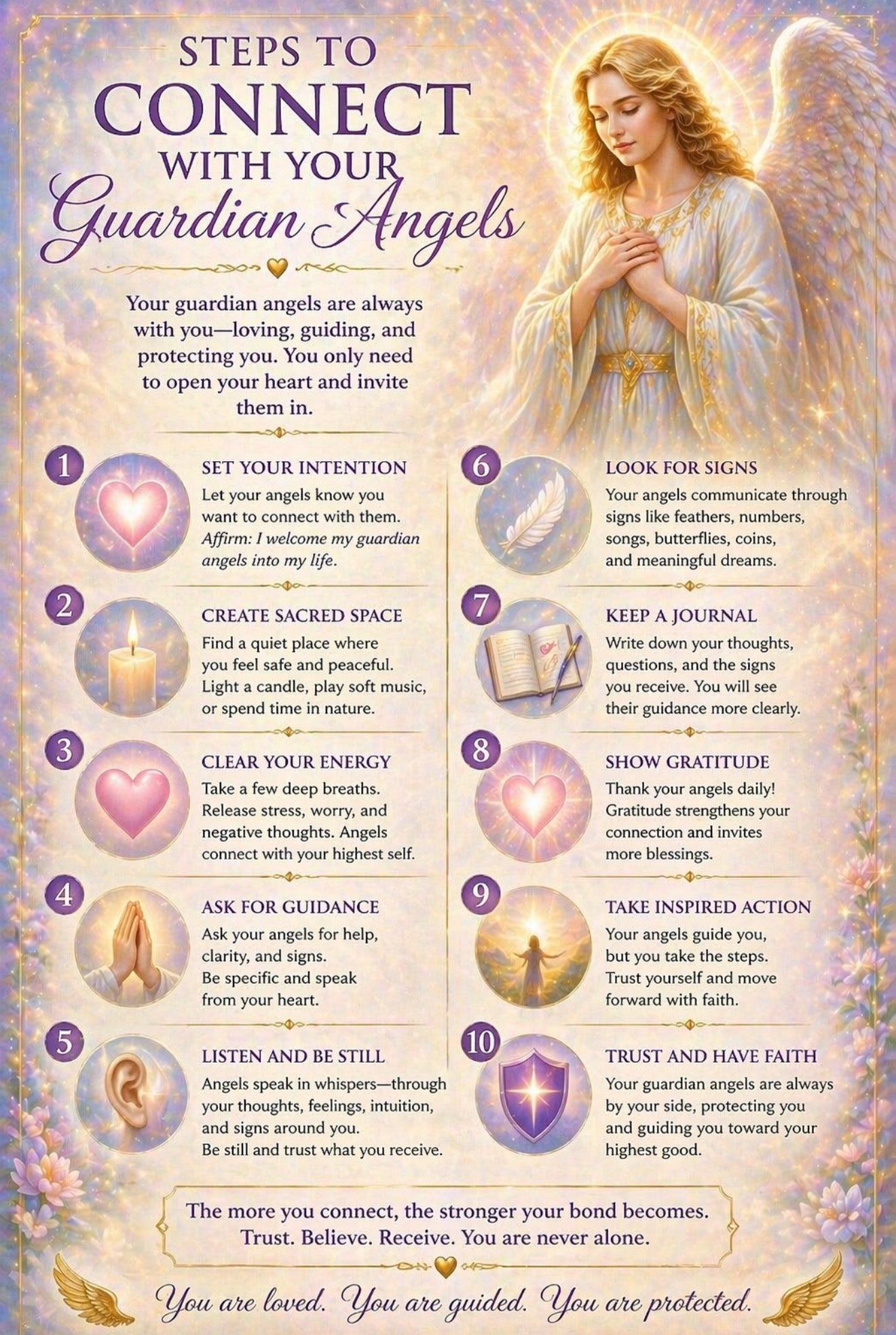 Steps to Connect with Your Guardian Angels  A Gentle Guide to Opening Your Heart, Receiving Guidance, and Deepening Your Spiritual Connection