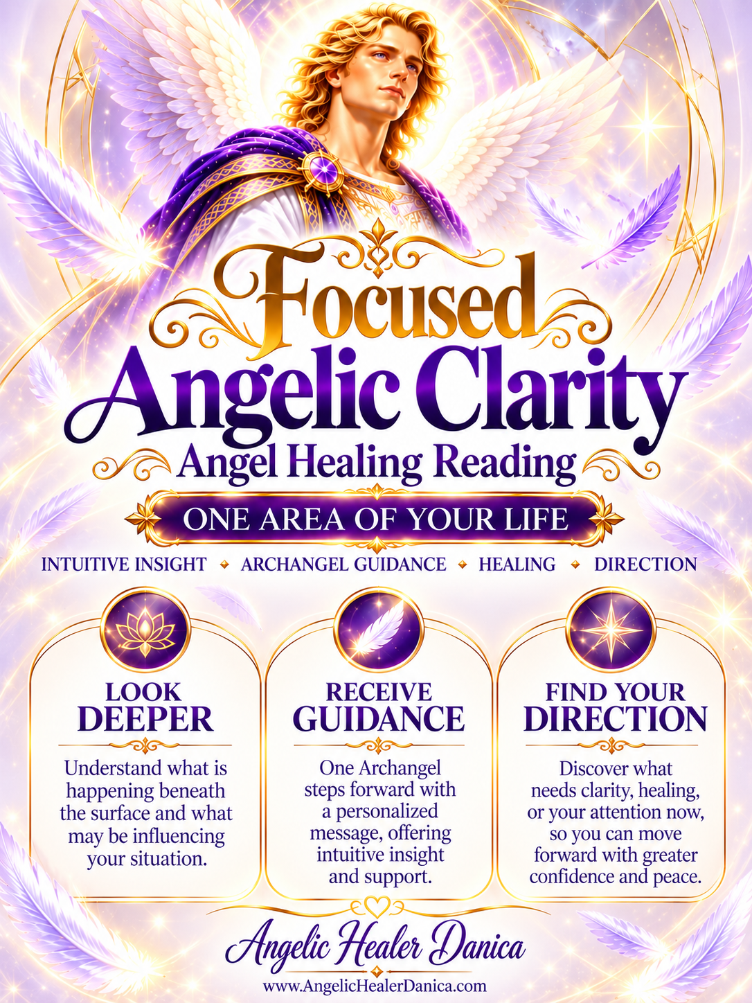 Focused Angelic Clarity. Personalized Angel Healing Reading. One Area of Your Life • Intuitive Insight • Archangel Guidance • Healing • Direction