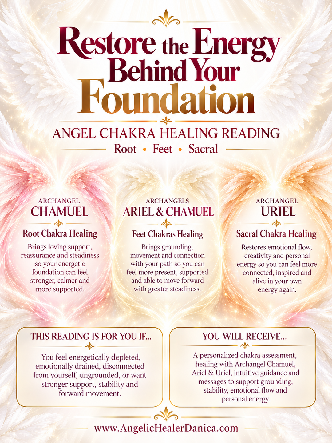 Restore the Energy Behind Your Foundation. Angel Chakra Healing Reading. Root • Feet • Sacral