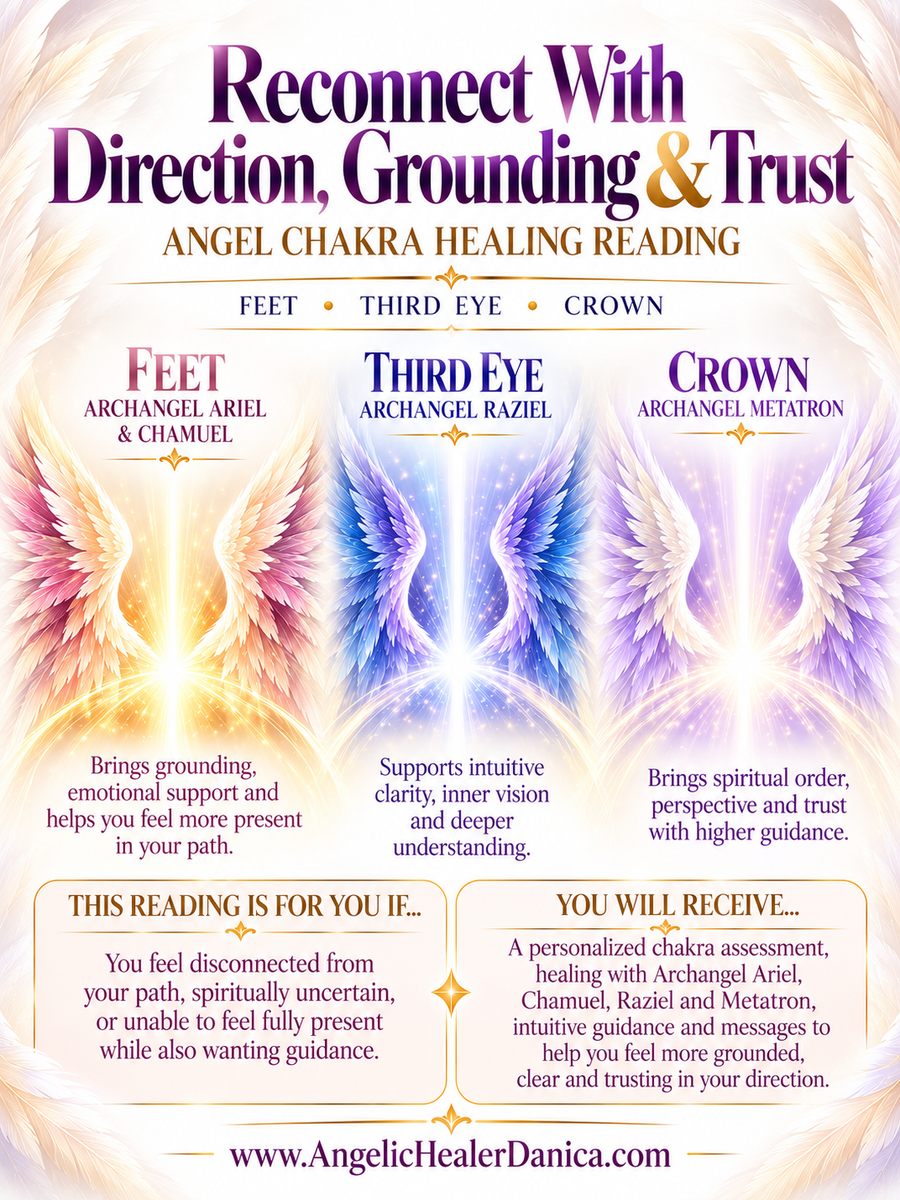 Reconnect With Direction, Grounding & Trust. Angel Chakra Healing Reading. Feet • Third Eye • Crown