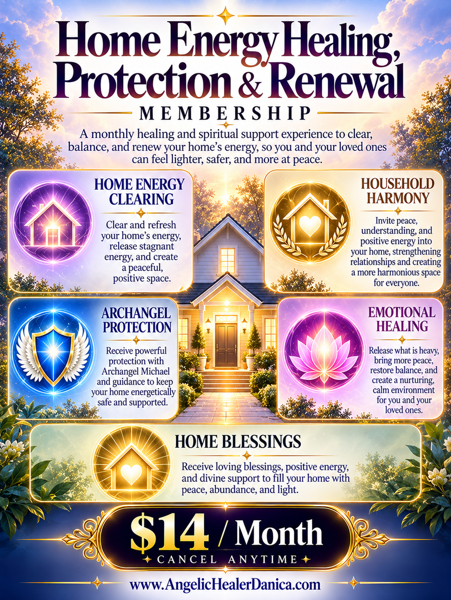 Home Energy Healing, Protection & Renewal Membership. Home Energy Clearing • Archangel Protection • Emotional Healing • Household Harmony • Gentle Cord Cutting • Home Blessings