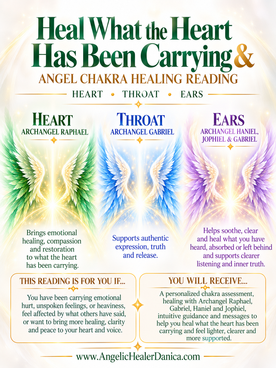 Heal What the Heart Has Been Carrying. Angel Chakra Healing Reading. Heart • Throat • Ears