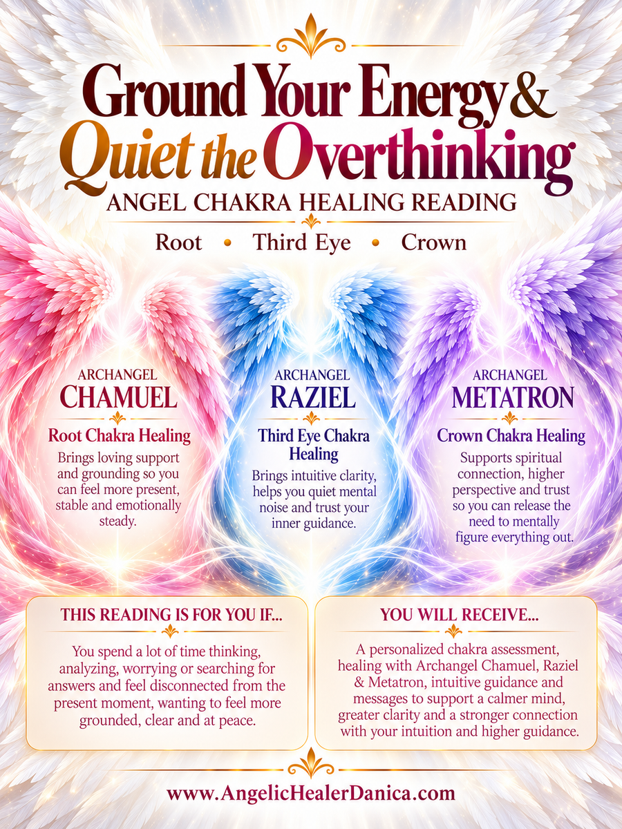 Ground Your Energy & Quiet the Overthinking. Angel Chakra Healing Reading. Root • Third Eye • Crown
