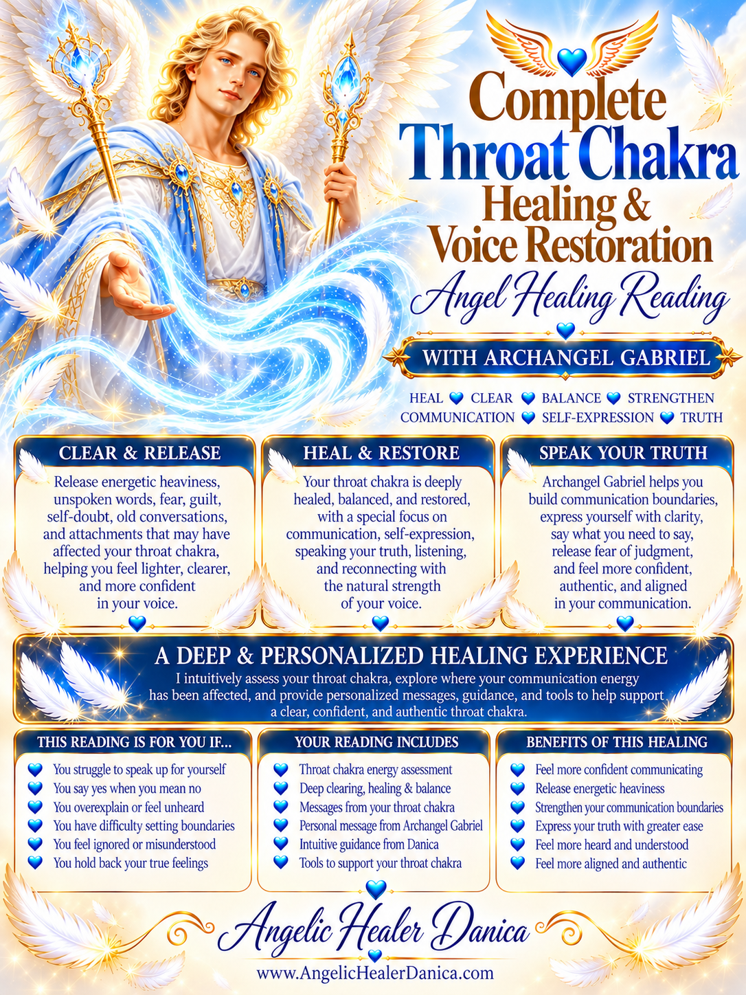 Complete Throat Chakra Healing & Voice Restoration. Deep Throat Chakra Healing • Clearing • Balancing • Communication • Self-Expression With Archangel Gabriel