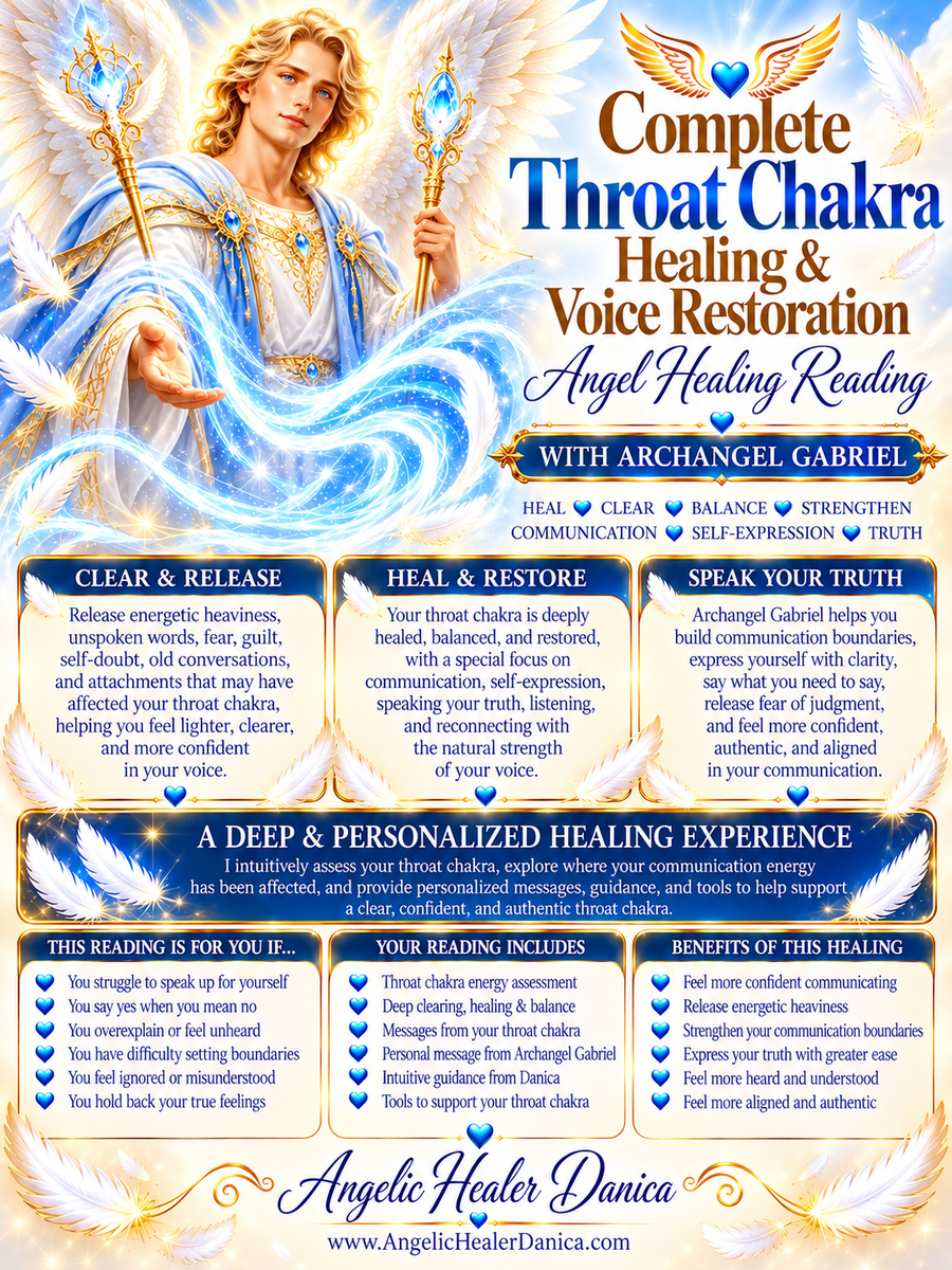 Complete Throat Chakra Healing & Voice Restoration. Deep Throat Chakra Healing • Clearing • Balancing • Communication • Self-Expression With Archangel Gabriel