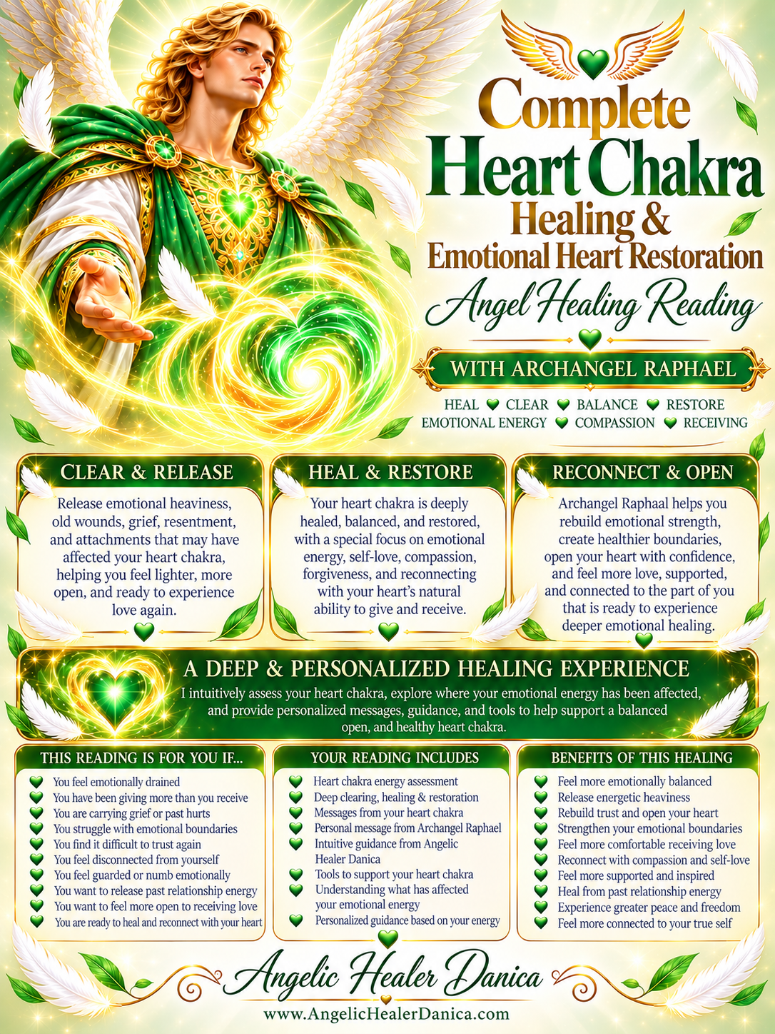 Complete Heart Chakra Healing & Emotional Heart Restoration. Deep Heart Chakra Healing • Clearing • Balancing • Receiving • Emotional Restoration With Archangel Raphael