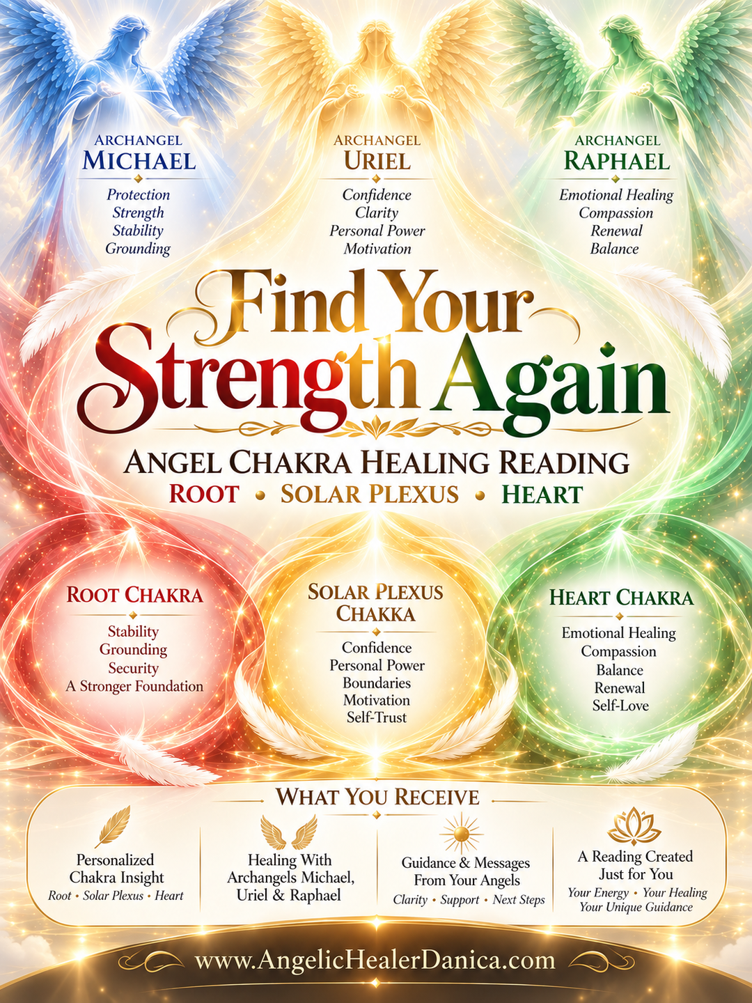 Find Your Strength Again — Angel Chakra Healing Reading. Root Chakra • Solar Plexus Chakra • Heart Chakra. With Archangel Michael • Archangel Uriel • Archangel Raphael