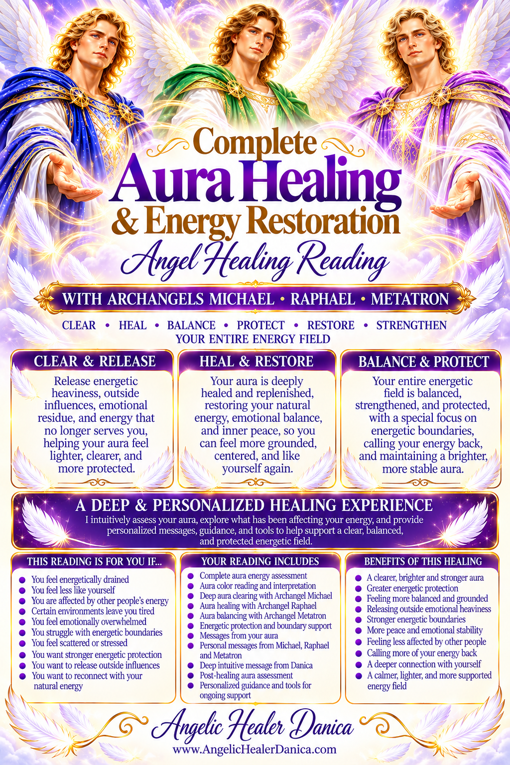 Complete Aura Healing & Energy Restoration. Deep Aura Clearing • Healing • Balancing • Protection • Personal Energy Restoration With Archangels Michael • Raphael • Metatron