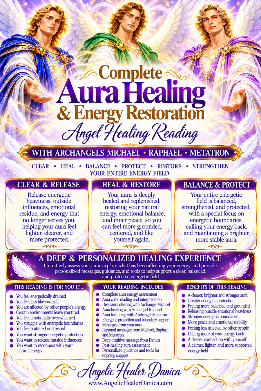 Complete Aura Healing & Energy Restoration. Deep Aura Clearing • Healing • Balancing • Protection • Personal Energy Restoration With Archangels Michael • Raphael • Metatron