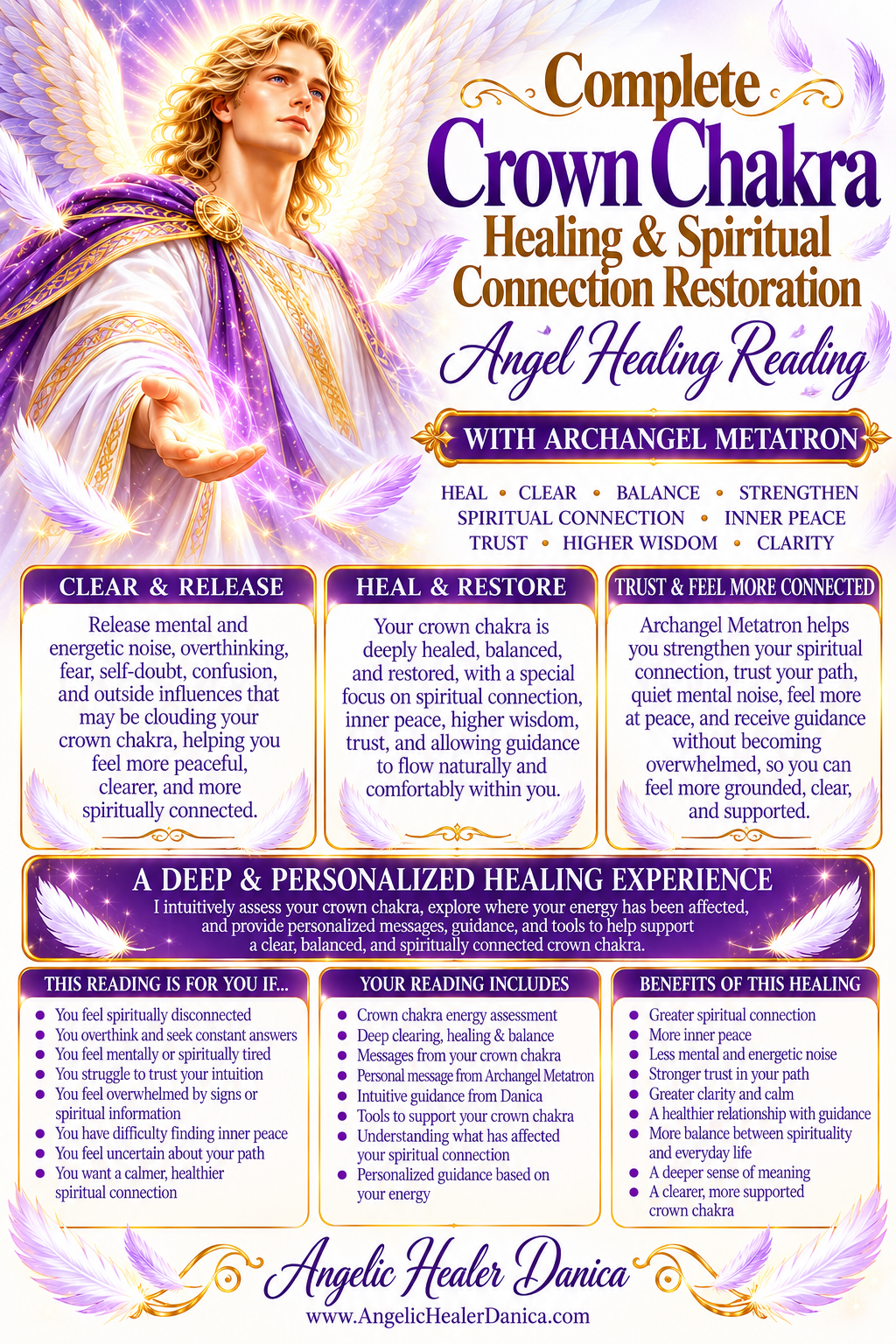 Complete Crown Chakra Healing & Spiritual Connection Restoration. Deep Crown Chakra Healing • Clearing • Balancing • Inner Peace • Spiritual Connection With Archangel Metatron