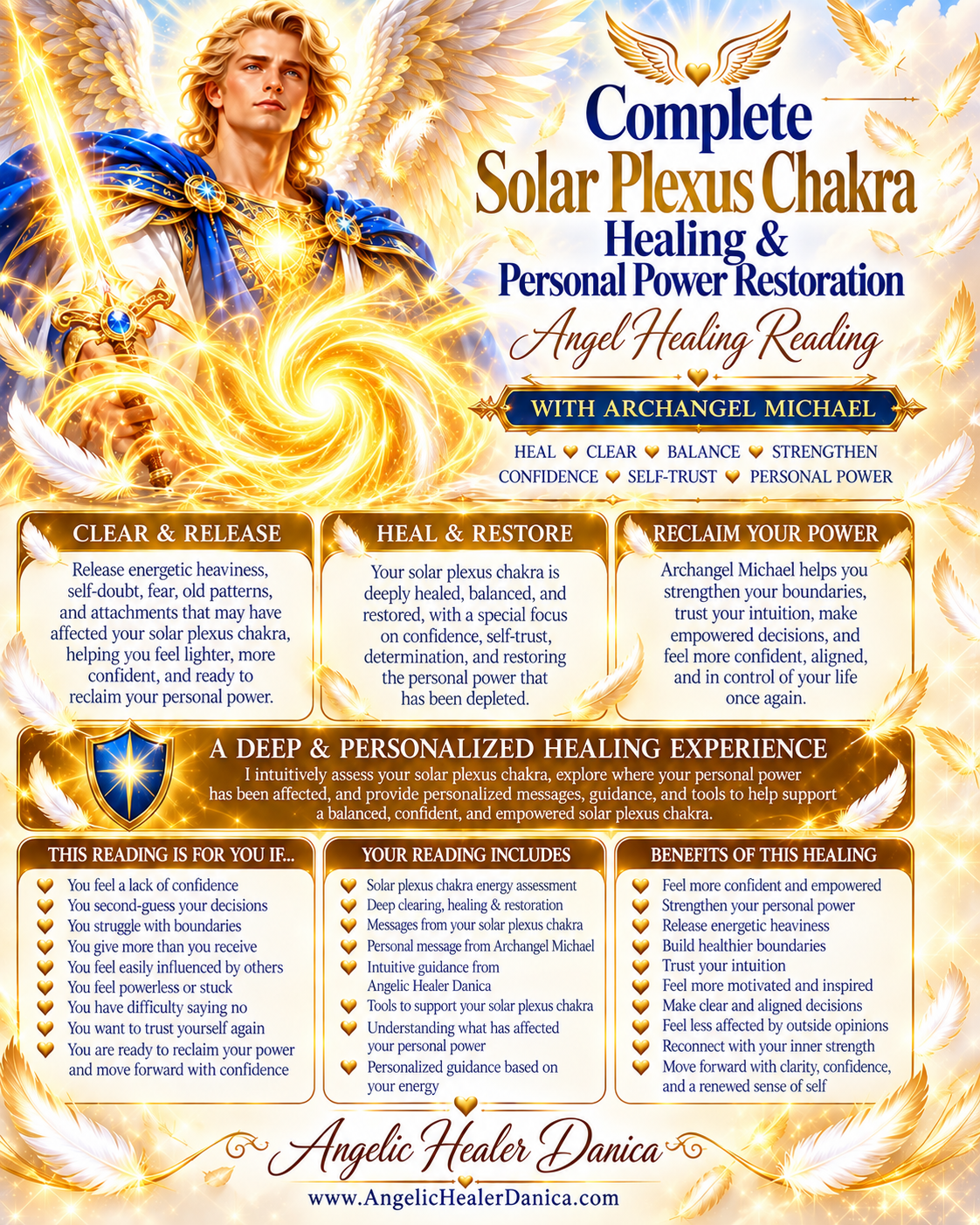 Complete Solar Plexus Chakra Healing & Personal Power Restoration. Deep Solar Plexus Chakra Healing • Clearing • Balancing • Confidence & Self-Trust Restoration With Archangel Michael