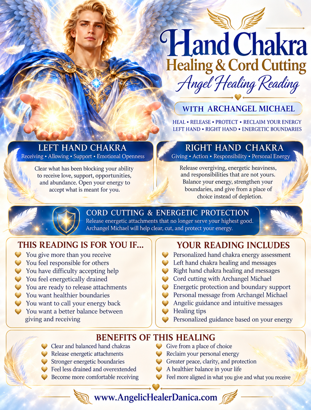 Hand Chakra Healing & Cord Cutting. Angel Healing Reading. Left Hand • Right Hand • Energetic Release • Protection • Archangel Michael