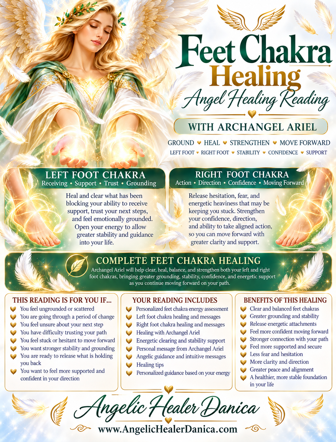 Feet Chakra Healing. Angel Healing Reading. Left Foot • Right Foot • Grounding • Stability • Moving Forward With Archangel Ariel
