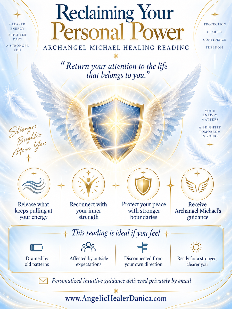 Reclaiming Your Personal Power. Archangel Michael Healing Reading. Personal Strength • Energetic Boundaries • Confidence • Direction • Emotional Release • Archangel Michael Guidance
