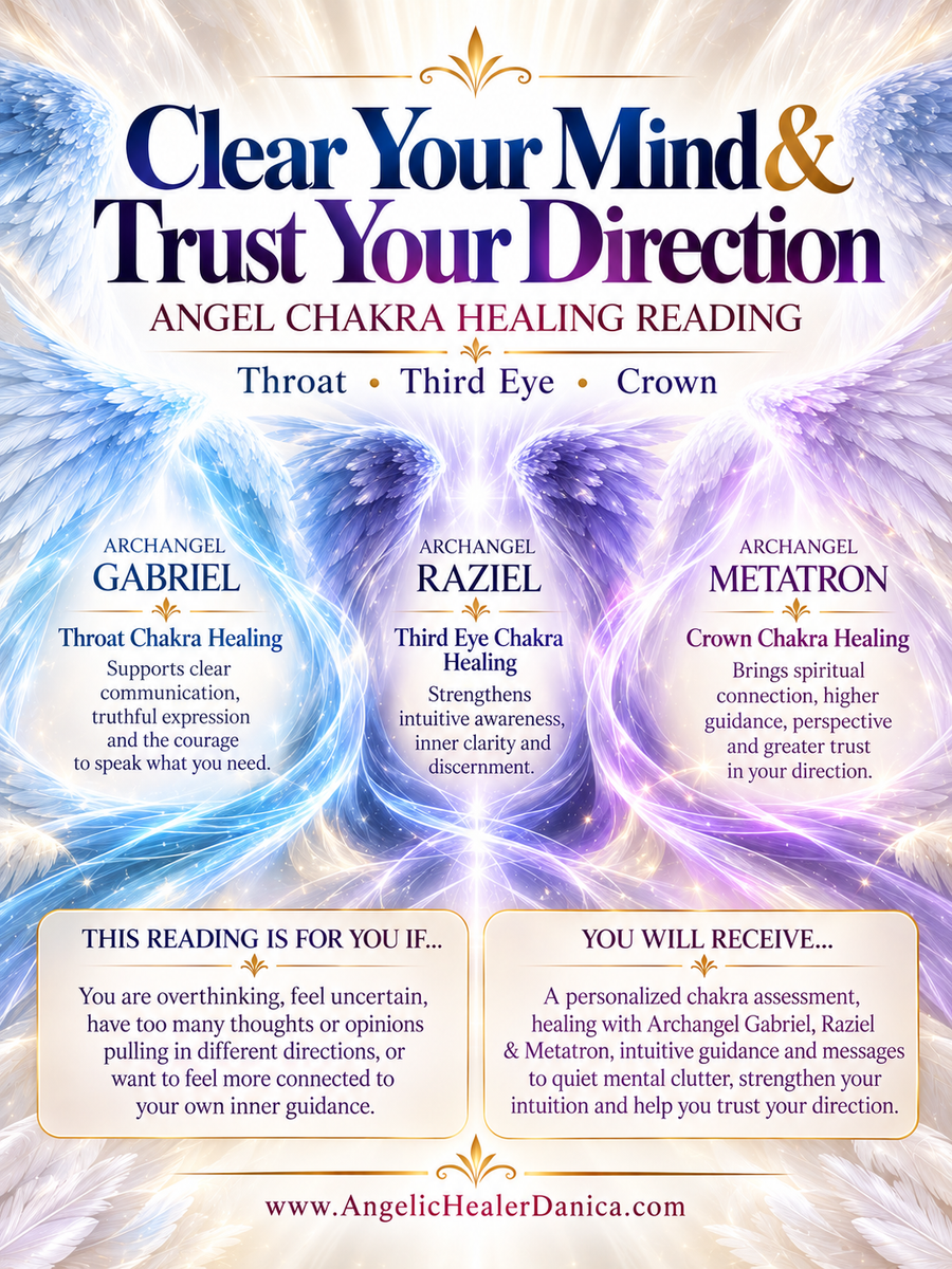 Clear Your Mind & Trust Your Direction. Angel Chakra Healing Reading. Throat • Third Eye • Crown