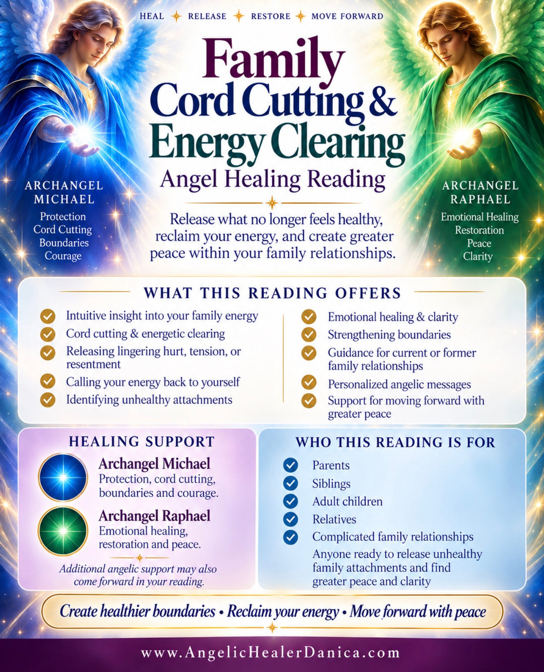 Family Cord Cutting &amp; Energy Clearing Angel Healing Reading. Release Family Attachments • Clear Emotional Heaviness • Restore Your Energy • Strengthen Healthier Boundaries