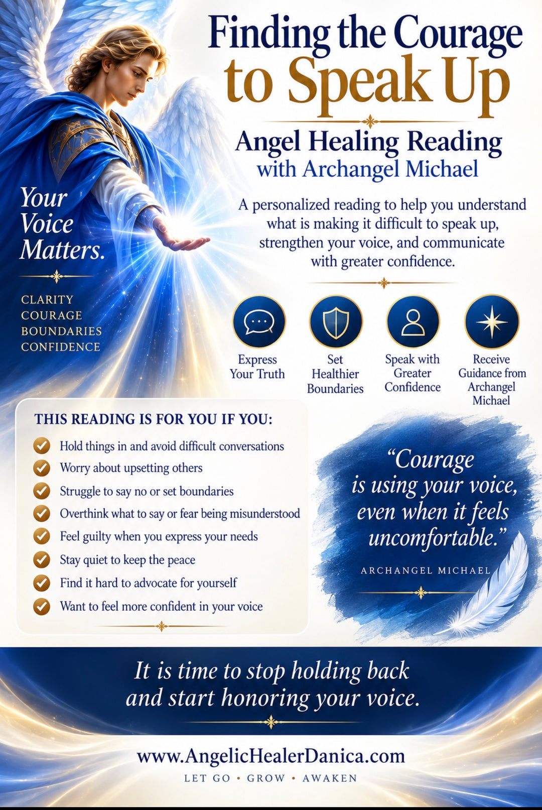 Finding the Courage to Speak Up. Angel Healing Reading with Archangel Michael. Finding Your Voice • Courage • Boundaries • Self-Advocacy • Confidence • Archangel Michael Guidance