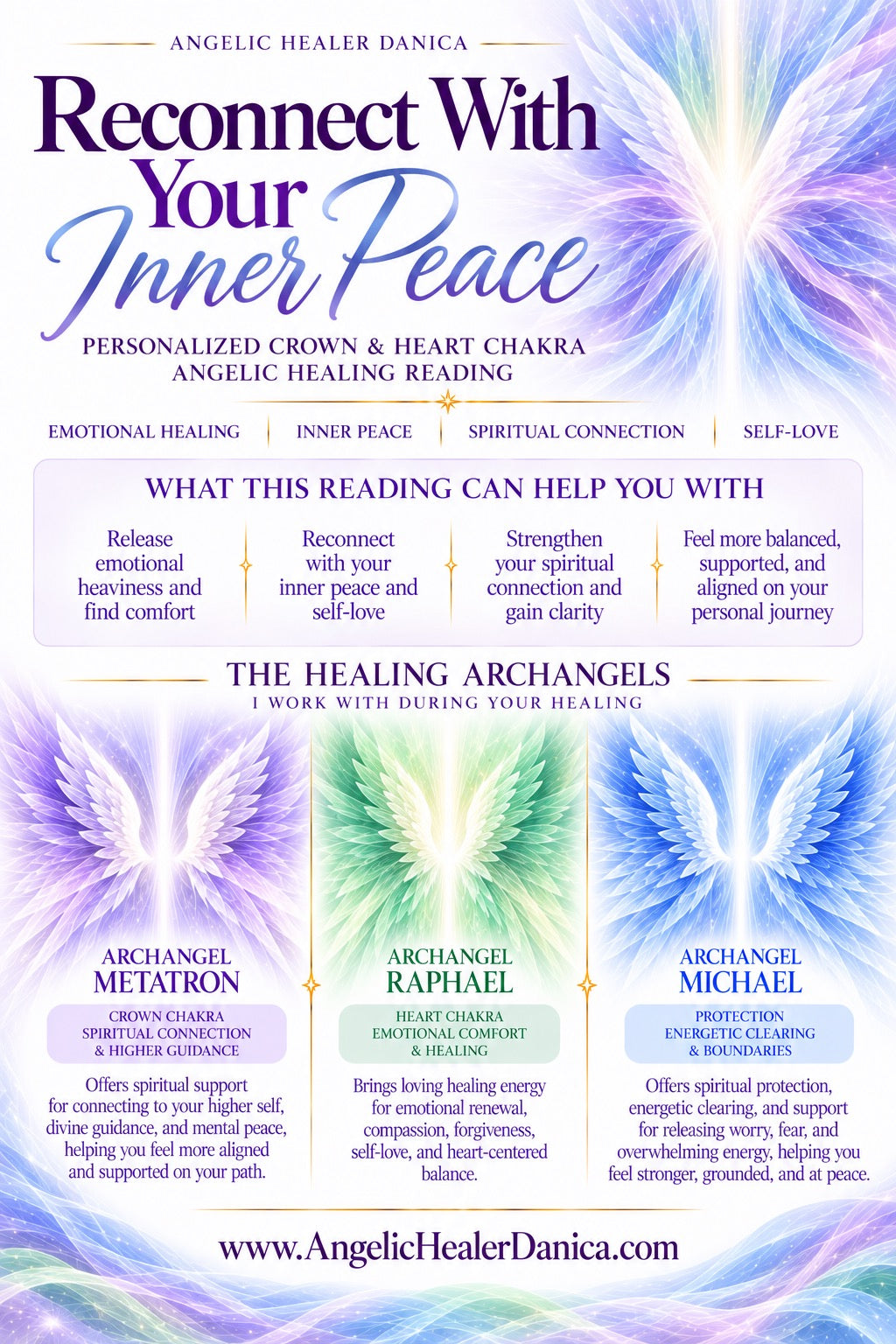Reconnect With Your Inner Peace. Crown &amp; Heart Chakra Angelic Healing Reading